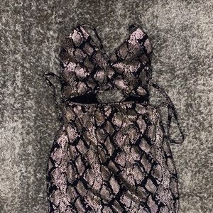 snakeskin mini dress